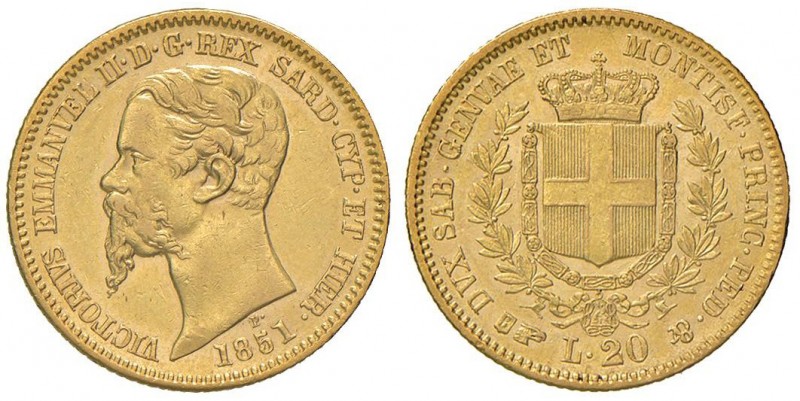 Vittorio Emanuele II (1849-1861) 20 Lire 1851 T – Nomisma 744 AU Minimi colpetti...