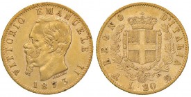 Vittorio Emanuele II (1849-1861) 20 Lire 1873 M – Nomisma 861 AU Colpetto al bordo e minimi depositi
MB/BB