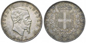Vittorio Emanuele II (1861-1878) 5 Lire 1872 M – Nomisma 891 AG Graffi al R/
SPL+