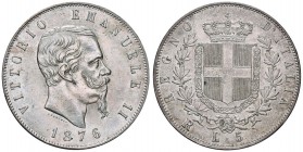 Vittorio Emanuele II (1861-1878) 5 Lire 1876 R – Nomisma 900 AG
SPL+/qFDC
