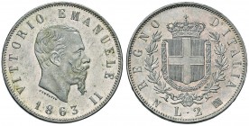 Vittorio Emanuele II (1849-1861) 2 Lire 1863 N stemma – Nomisma 905 AG Minimi colpetti al bordo
FDC