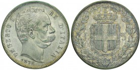 Umberto I (1878-1900) 5 Lire 1878 – Nomisma 992 AG RR Sigillato SPL/FDC da Angelo Bazzoni
SPL/FDC