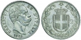 Umberto I (1878-1900) 2 Lire 1882 – Nomisma 995 AG
qFDC