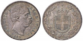 Umberto I (1878-1900) 2 Lire 1883 – Nomisma 996 AG Minimi colpetti al bordo ma bell’esemplare con patina iridescente
qFDC