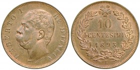 Umberto I (1878-1900) 10 Centesimi 1893 R – Nomisma 1017 CU Rame rosso
FDC