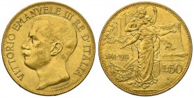 Vittorio Emanuele III (1900-1946) 50 Lire 1911 – Nomisma 1066 AU R Minimi graffietti al D/
qSPL/SPL