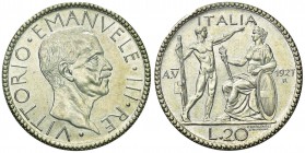 Vittorio Emanuele III (1900-1946) 20 Lire 1927 A V. – Nomisma 1083 AG RRR Tiratura di 100 esemplari. Sigillato FDC da Umberto Moruzzi
FDC