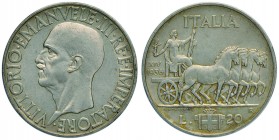 Vittorio Emanuele III (1900-1946) 20 Lire 1936 – Nomisma 1094 AG Colpetto al bordo
qSPL