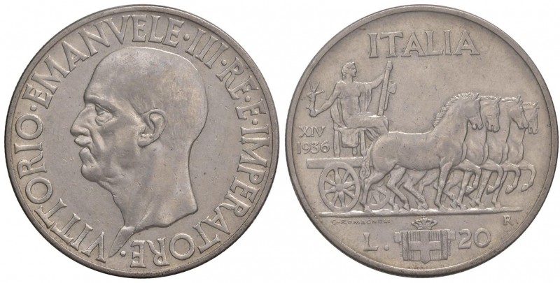 Vittorio Emanuele III (1900-1946) 20 Lire 1936 – Nomisma 1094 AG R Sigillato BB/...