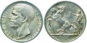 Vittorio Emanuele III (1900-1946) 10 Lire 1929* – Nomisma 1114; Pag. 694 AG R Sigillato da Emilio Tevere “bordo ripreso altrimenti SPL”
SPL