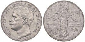 Vittorio Emanuele III (1900-1946) 5 Lire 1911 – Nomisma 1129 AG Sigillata da Maurizio Moretti
qFDC