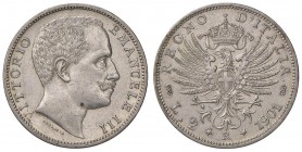 Vittorio Emanuele III (1900-1946) 2 Lire 1901 – Nomisma 1151 AG RR Minimi segnetti sulla guancia al D/, leggermente lucidata
qSPL