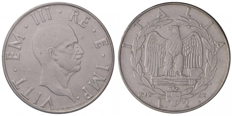 Vittorio Emanuele III (1900-1946) 2 Lire 1942 – Nomisma 1191 AC RR Sigillato SPL...