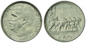 Vittorio Emanuele III (1900-1946) 50 Centesimi 1924 R – Nomisma 1240 NI RR Minimi segnetti e minimo colpetto al bordo
SPL+