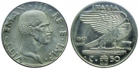 Vittorio Emanuele III (1900-1946) 50 Centesimi 1940 antimag. – Nomisma 1261 NI Sigillato qFDC da Emilio Tevere
qFDC