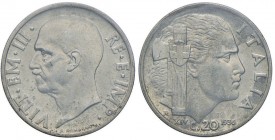 Vittorio Emanuele III (1900-1946) 20 Centesimi 1936 – Nomisma 1294 NI RR Sigillato SPL/FDC da F. Cristiano
SPL/FDC