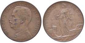 Vittorio Emanuele III (1900-1946) 2 Centesimi 1908 Donna su prora – Nomisma 1382 CU RR
BB