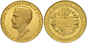 Vittorio Emanuele III (1900-1946) Medaglia per l’Esposizione Internazionale del lavoro di Milano – MD (g 44,15 – Ø 49 mm) Colpo al bordo
SPL/qFDC...