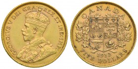 CANADA George V (1910-1936) 5 Dollars 1912 – KM 26 AU (g 8,34) Minimi colpetti al bordo
SPL
