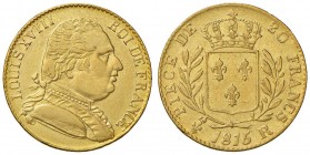 FRANCIA Luigi XVIII (1815-1824) 20 Franchi 1815 R Londra –Gad. 1027 AU (g 6,39)
BB