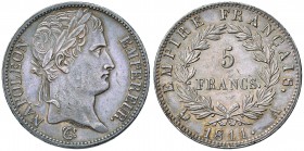 FRANCIA Napoleone (1804-1814) 5 Franchi 1811 A – Gad. 584 AG (g 25,03) Minimi graffietti sul volto ma bell’esemplare con delicata patina
SPL+