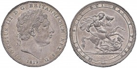 INGHILTERRA Giorgio III (1760-1820) Corona 1819 LX – AG (g 28,21) Colpo al bordo
SPL