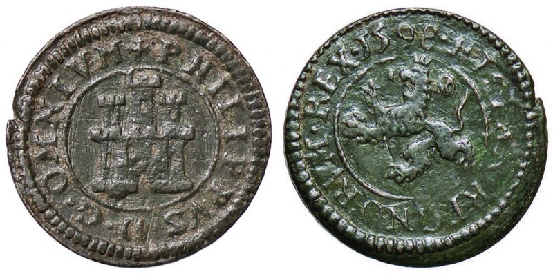 SPAGNA Felipe II (1586-1598) 2 Maravedis 1598 Segovia – De la Fuente C.337 AE (g...