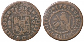 SPAGNA Felipe V (1700-1746) 4 Maravedis 1743 Segovia – Cal. 1994 AE (g 5,60)
qBB