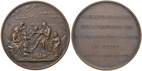 Alessandro Rossi Medaglia 1889 ai suoi coetanei – Opus: AE (g 200 – Ø 70 mm) Coniata in 80 pezzi come dono del Senatore alla sua festa di compleanno
...