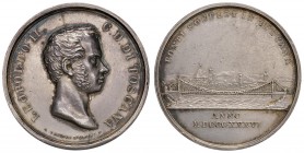 FIRENZE Leopoldo II (1824-1859) Medaglia 1836 Ponte sospesi in Toscana – Opus: Fabris – AG (g 10,89 – Ø 30 mm) Sul bordo ARGENT.
SPL