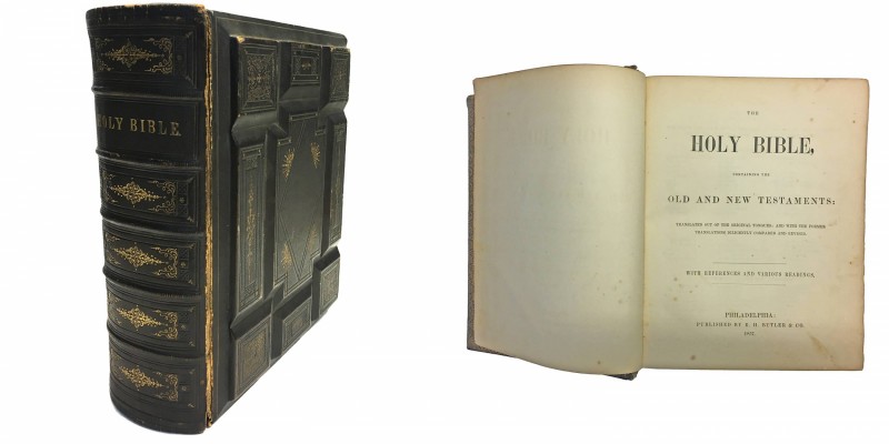 LIBRI DI PREGIO The Holy Bible, ed. di Philadelphia, 1857, le diverse sezioni co...