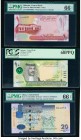 Bahrain Central Bank of Bahrain 1; 10 Dinars 2006 (ND 2008); 2006 Pick 26; 28 Two Examples PMG Gem Uncirculated 66 EPQ; PCGS Superb Gem New 68PPQ; Lib...