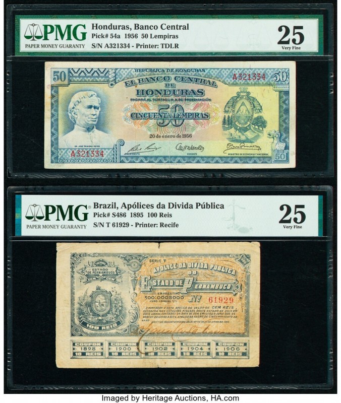 Brazil Apolices da Divida Publica 100 Reis 22.6.1895 Pick S486 PMG Very Fine 25;...