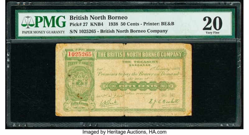 British North Borneo British North Borneo Company 50 Cents 1938 Pick 27 PMG Very...