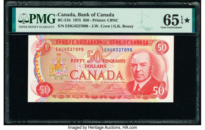 Canada Bank of Canada $50 1975 Pick 90b BC-51b PMG Gem Uncirculated 65 EPQ S. 

...