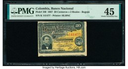 Colombia Banco Nacional de Colombia 20 Centavos = 2 Reales 1887 Pick 189 PMG Choice Extremely Fine 45. Minor rust.

HID09801242017

© 2020 Heritage Au...