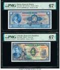 Colombia Banco de la Republica 1 Peso Oro 7.8.1947 Pick 380e PMG Superb Gem Unc 67 EPQ; Mexico Banco de Mexico 50 Pesos 8.11.1961 Pick 49n PMG Superb ...
