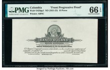 Colombia Banco Dugand 10 Pesos ND (1921-22) Pick S429pp1 Front Progressive Proof PMG Gem Uncirculated 66 EPQ; Dominican Republic Deuda Consolidada 5 P...