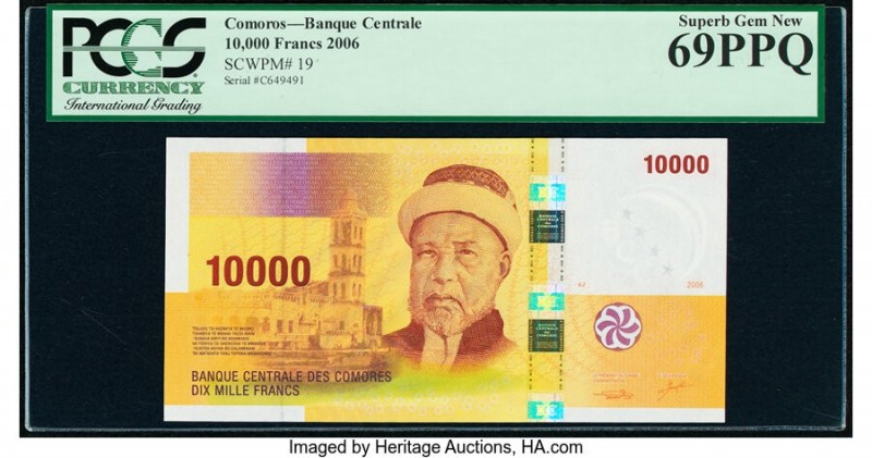 Comoros Banque Centrale Des Comores 10,000 Francs 2006 Pick 19a PCGS Superb Gem ...