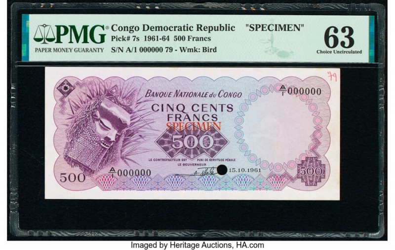 Congo Democratic Republic Banque Nationale du Congo 500 Francs 15.10.1961 Pick 7...