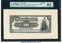 Costa Rica Banco Internacional de Costa Rica 20 Colones ND (1914) Pick 162fp; 162bp Front and Back Proofs PMG Choice Uncirculated 64; Superb Gem Unc 6...