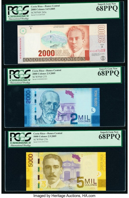 Costa Rica Banco Central de Costa Rica 2000 (2); 5000 Colones 14.9.2005; 2.9.200...