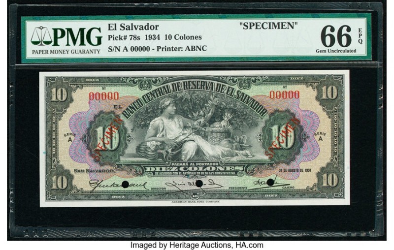 El Salvador Banco Central de Reserva de El Salvador 10 Colones 31.8.1934 Pick 78...