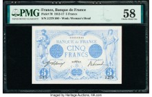 France Banque de France 5 Francs 1912 Pick 70 PMG Choice About Unc 58. Pinholes

HID09801242017

© 2020 Heritage Auctions | All Rights Reserved