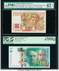 France Banque de France 100; 500 Francs 3.10.1946; 1994 Pick 128a; 160a Two Examples PMG Superb Gem Unc 67 EPQ; PCGS Superb Gem New 67PPQ. 

HID098012...