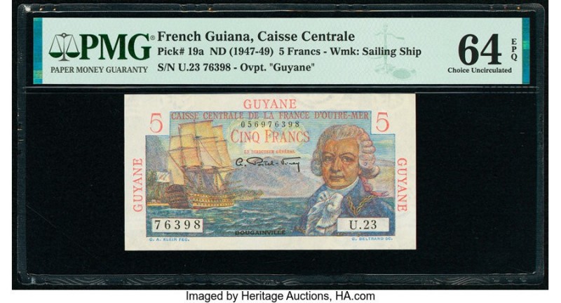 French Guiana Caisse Centrale de la France Libre 5 Francs ND (1947-49) Pick 19a ...