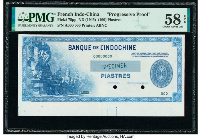 French Indochina Banque de l'Indo-Chine (100) Piastres ND (1945) Pick 78pp Progr...