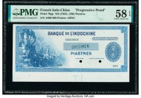French Indochina Banque de l'Indo-Chine (100) Piastres ND (1945) Pick 78pp Progressive Proof PMG Choice About Unc 58 EPQ. Specimen overprint and two P...