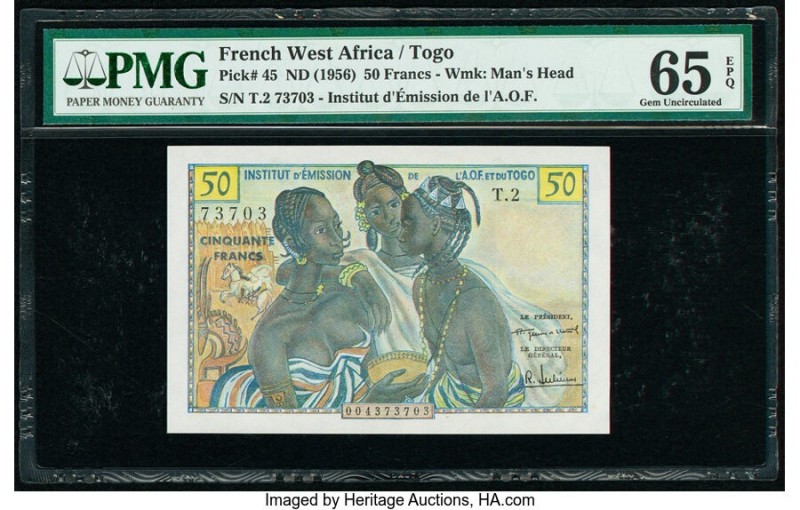 French West Africa Institut d'Emission de l'A.O.F. et du Togo 50 Francs ND (1956...