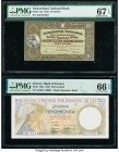 Greece Bank of Greece 50 Drachmai 1935 Pick 104a PMG Gem Uncirculated 66 EPQ; Switzerland National Bank 5 Franken 28.3.1952 Pick 11p PMG Superb Gem Un...